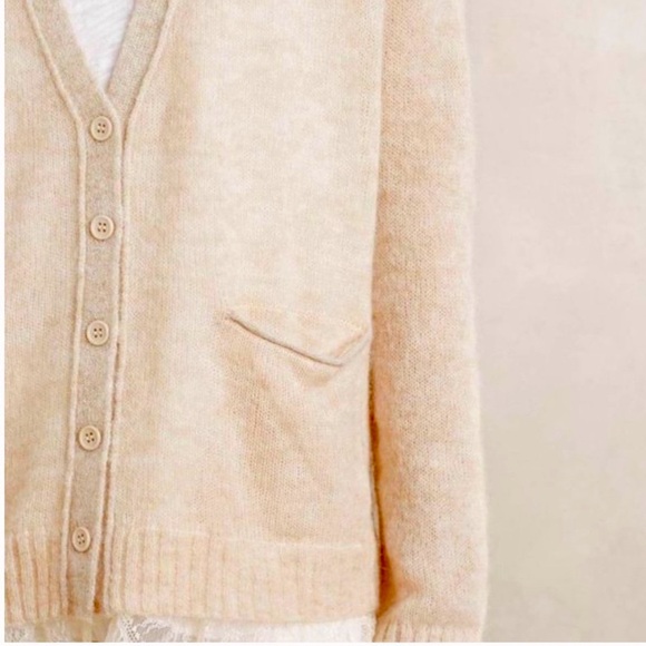 Anthropologie Saturday Sunday Lace Hem Alpaca Blend Cardigan - Picture 4 of 13